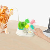 Interaktives Katzen-Spielzeug – Windmühle mit Ball und Grasständer zur Förderung der geistigen Aktivität