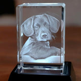Individuelle 2D/3D Kristall Erinnerung in Quaderform mit Lasergravur