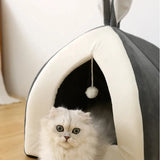 Gemütliches Katzenbett in Höhlenform mit Spielball – Kuschelige Weichheit für Ihre Katze