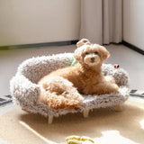 Gemütliches Haustiersofa für Hunde und Katzen mit Weichem Plüschbezug und Stabilen Holzfüßen