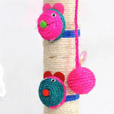 Bunte Katzenkratzsäule mit Spielzeug – Sisal-Kratzbaum mit Bällen und Tierfiguren
