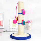 Bunte Katzenkratzsäule mit Spielzeug – Sisal-Kratzbaum mit Bällen und Tierfiguren