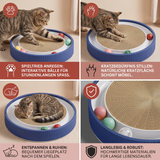 Interaktives Kratzbrett für Katzen mit Rollbällen und Relaxzone