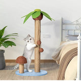 Kratzbaum für Katzen mit Sisal in Palmen- und Pilzdesign