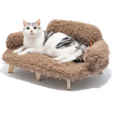 Gemütliches Haustiersofa für Hunde und Katzen mit Weichem Plüschbezug und Stabilen Holzfüßen