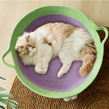Charmantes handgewebtes Baumwollseil-Katzenbett im Tiermotiv