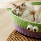 Charmantes handgewebtes Baumwollseil-Katzenbett im Tiermotiv