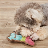 Plüschiges Quietscher-Hundespielzeug – Strapazierfähiges Kaukissen in Knochenform