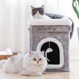 Faltbares Katzenbett mit Kuschelhöhle und Spielzeug – Gemütliche Katzenhöhle mit Liegefläche