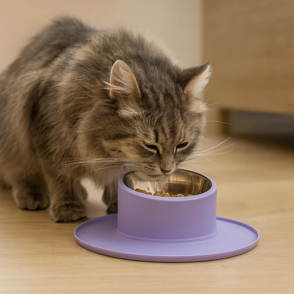 Rutschfeste und auslaufsichere Edelstahlschüssel für Katzenfutter