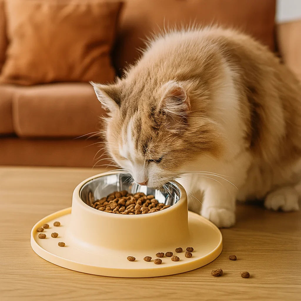 Rutschfeste und Auslaufsichere Edelstahl-Napf für Katzen