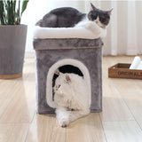 Faltbares Katzenbett mit Kuschelhöhle und Spielzeug – Gemütliche Katzenhöhle mit Liegefläche