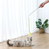 Interaktives Katzenspielzeug mit Pompons und Federn – Katzenangel zum Spielen