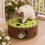 4-in-1 Faltbares Katzen-Tunnelhaus – Interaktives Versteck, Kratzbaum und Spielplatz