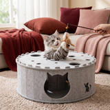 4-in-1 Faltbares Katzen-Tunnelhaus – Interaktives Versteck, Kratzbaum und Spielplatz